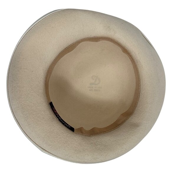 Vintage DEBORAH Winter White Felt Bowler Hat Satin Ribbon Band USA Womens - Picture 8 of 11